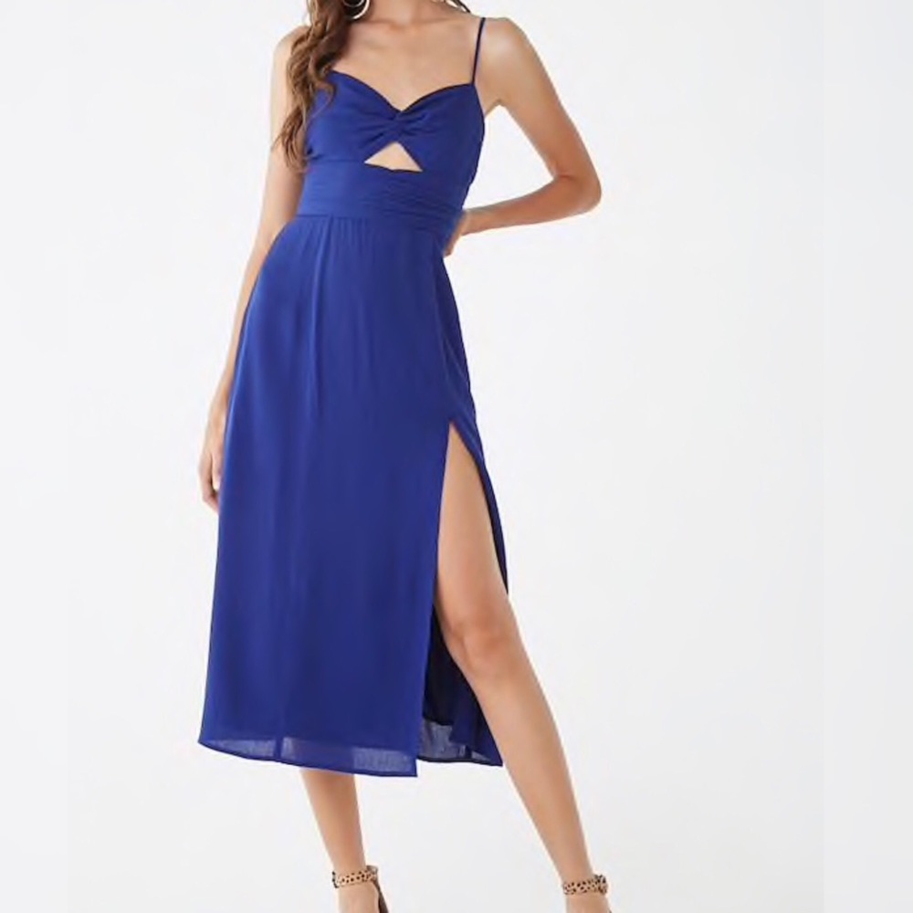 Crinkled Cutout Midi Dress